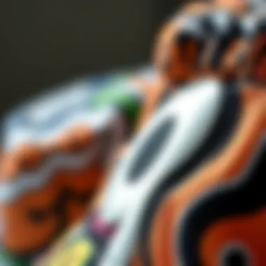 Close-up of the intricate designs on a bucket hat