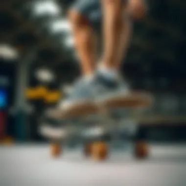 Performance Testing of Skate Shoes A skateboarder demonstrating the performance of a new shoe