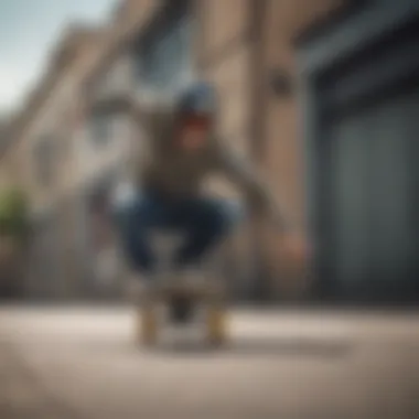 A skateboarder performing a trick, highlighting the performance of Kader Spitfire wheels in action.