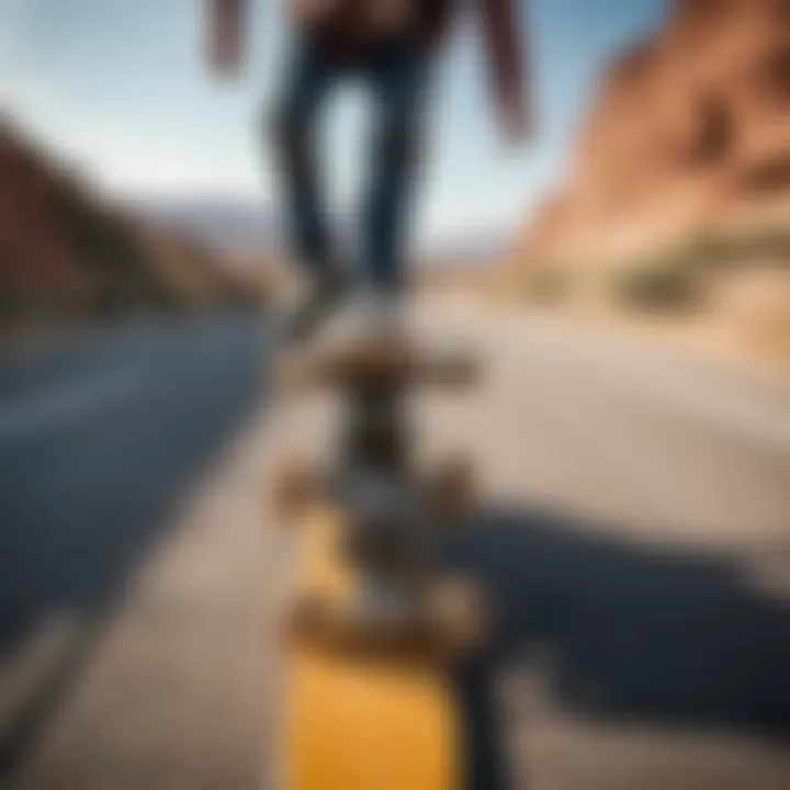 A scenic view of a long road perfect for cruising on a skateboard