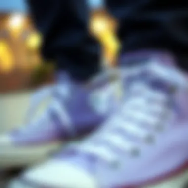 Design Aesthetics of Light Purple Converse Close-up of light purple Converse design details