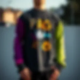 Vibrant long sleeve graphic tee showcasing unique design elements