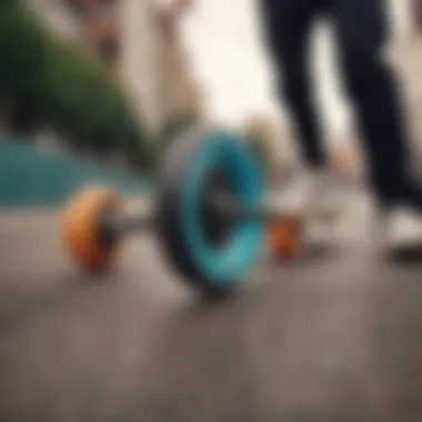 A beginner longboarder testing wheels on a smooth surface