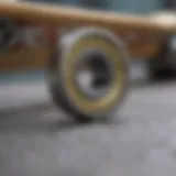 Close-up view of skateboard bearings.