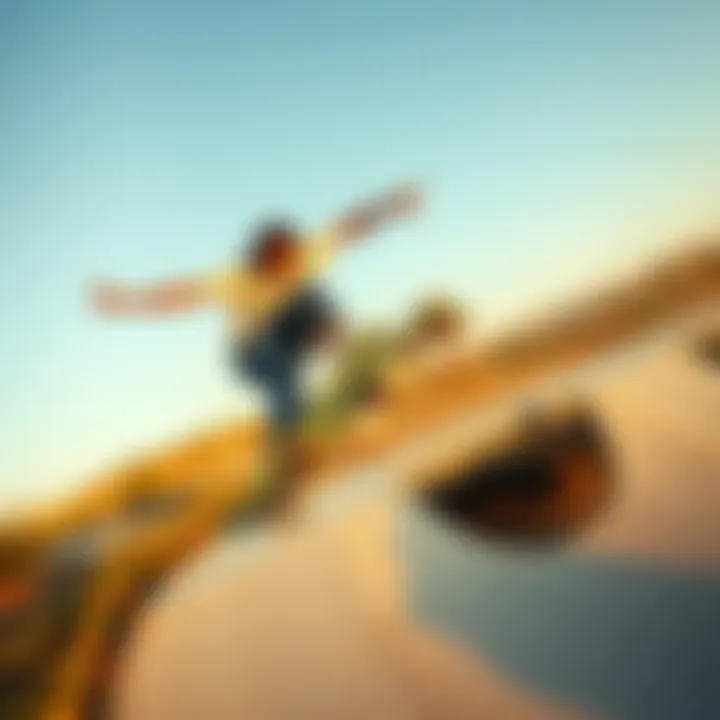 Skateboarder in Action: Mastering the Ollie An aerial view of a skateboarder performing an ollie