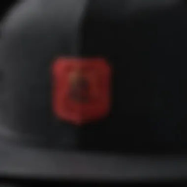 Close-up of the fabric texture of the black snapback