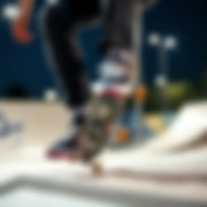 Performance of Extra Wide Skate Shoes in Action A skater performing tricks while wearing extra wide skate shoes