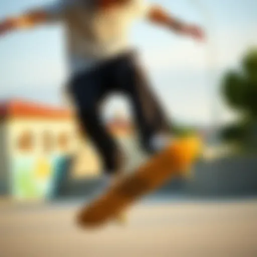 Stylish Long Pants in Action Skateboarder showcasing stylish long pants while performing tricks