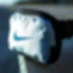 Close-up view of a Nike pouch showcasing its distinct design and material quality.