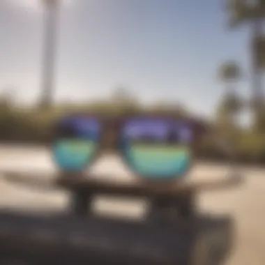 Stylish Oakley Holbrook Prizm sunglasses on a skateboard