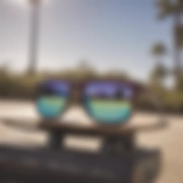 Stylish Oakley Holbrook Prizm sunglasses on a skateboard