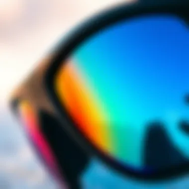 Close-up of the polarized lenses of Oakley Ridgeline sunglasses highlighting clarity.