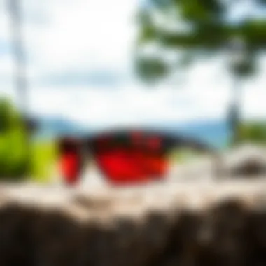 Oakley Ridgeline in Outdoor Setting Oakley Ridgeline Polarized sunglasses displayed against a natural outdoor backdrop.