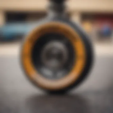 Close-up of skateboarding wheels showcasing quality and construction.