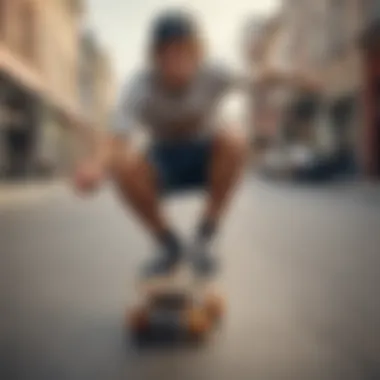 A cheerful skater enjoying a ride on a penny skateboard.