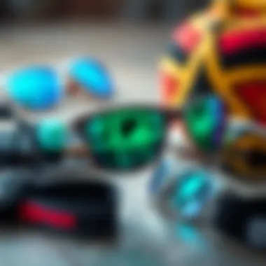 Pit Viper Sunglasses with Skate Accessories Pit Viper sunglasses displayed with skateboard accessories