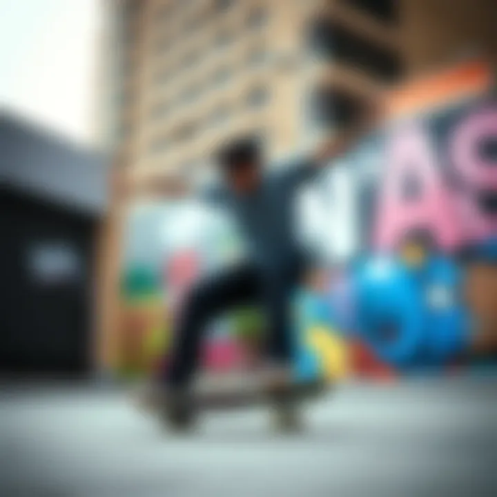 Skater performing tricks on a Powell Peralta board in an urban environment