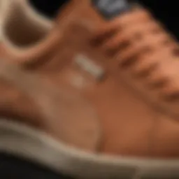 Close-up view of Puma Suede Leather showcasing texture