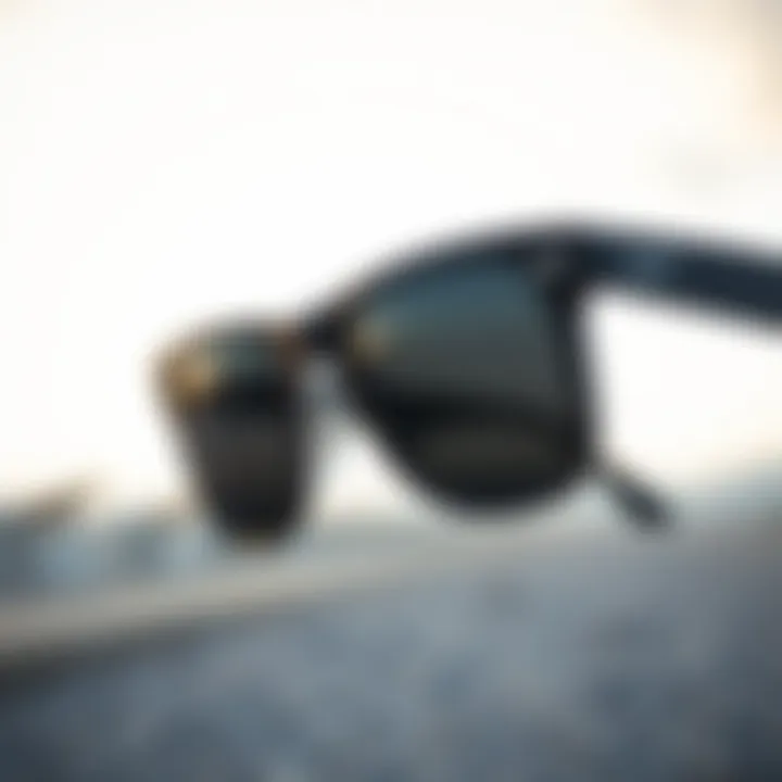Iconic Frame of Ray-Ban Blaze Wayfarer Close-up on the iconic frame of the Blaze Wayfarer