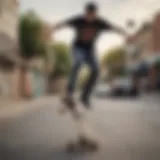 Ryan Lay performing an innovative skateboarding trick