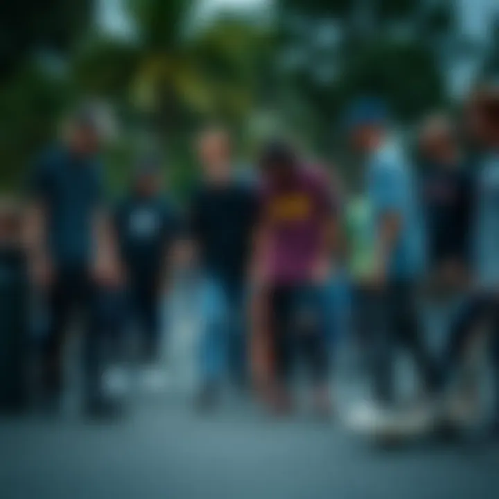 Community and Culture in Skateboarding A group of skateboarders engaging in a community event