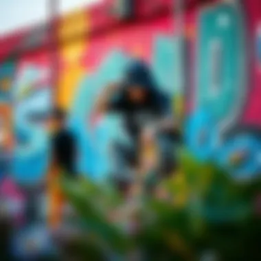 Artistic Expressions of Skate Culture A vibrant mural representing skate culture