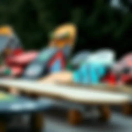 Diverse Beginner Skateboards A selection of beginner skateboards showcasing various styles and designs