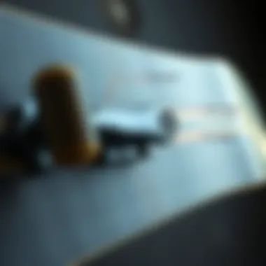 Key Features of Skateboard Deck An overhead view of a skateboard deck with grip tape and wheels