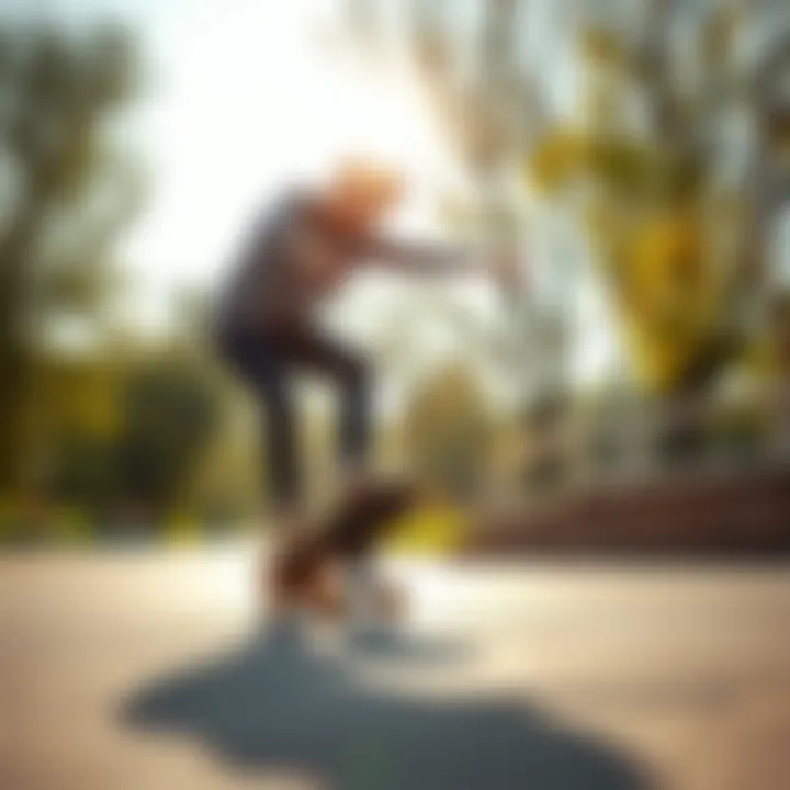 Skateboarding Practice for Beginners A beginner practicing skateboarding in a safe environment