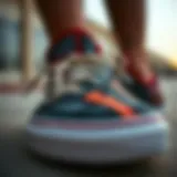 Close-up of Sheckler shoes showcasing intricate design details