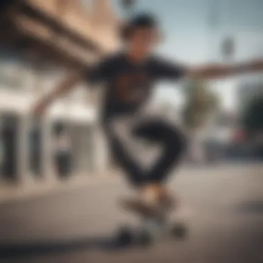 Skateboarder wearing Young and the Reckless apparel in an urban setting