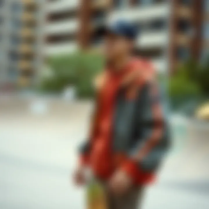 Urban Style with the Button Up Windbreaker Skateboarder wearing a button up windbreaker in an urban skate park