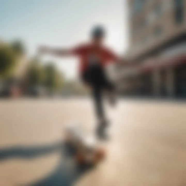 Skateboarder performing tricks under sunlight, showcasing color reflections