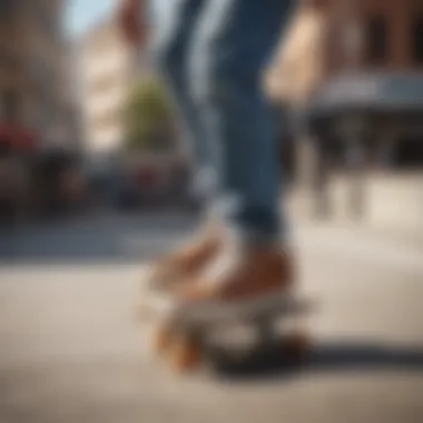 Skateboarder performing a trick while wearing champion non-slip shoes