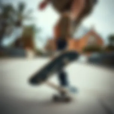 Skateboarding in Style: Black Nike High Tops in Action Skateboarder performing tricks while wearing black Nike high tops