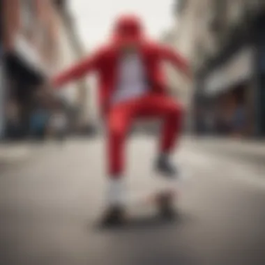 Skateboarder showcasing tricks in Nike Blazers