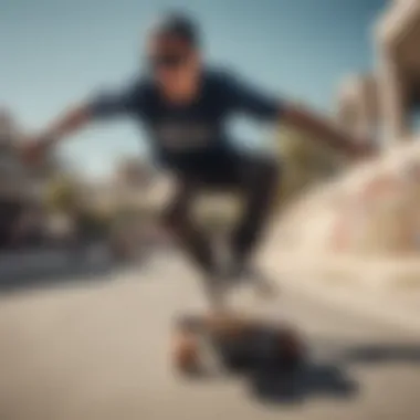 Skateboarder wearing Von Zipper shades while performing a trick