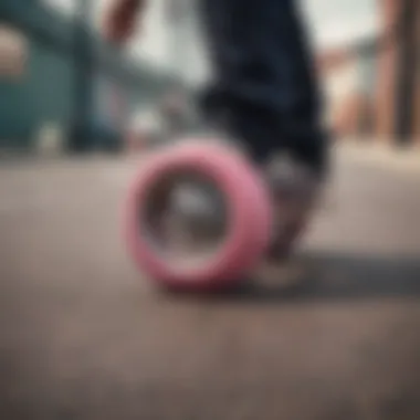 Artistic representation of skateboarding culture with Pink Spitfire Wheels as a focal point