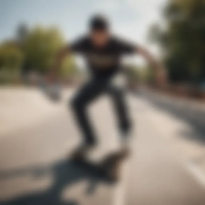 Adult practicing basic skateboarding techniques