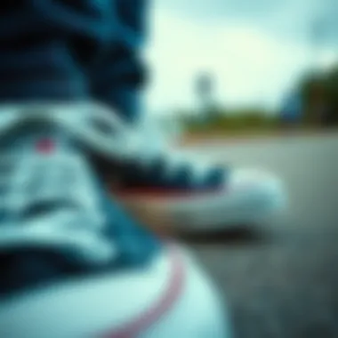 Design Features of Converse for Skaters Close-up of Converse shoes designed for skateboarding.