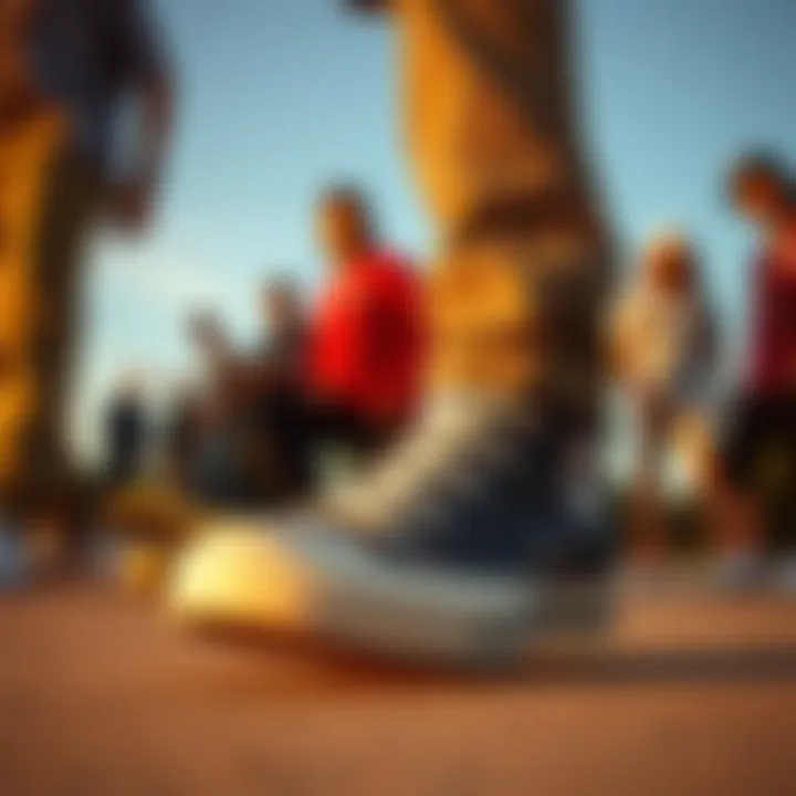 Converse in Skateboarding Culture A group of skateboarders showcasing their style in Converse shoes.