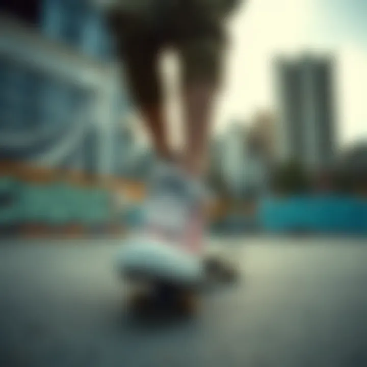 Urban Landscape of Skateboarding in Converse An urban skate spot with Converse branding and graffiti art.