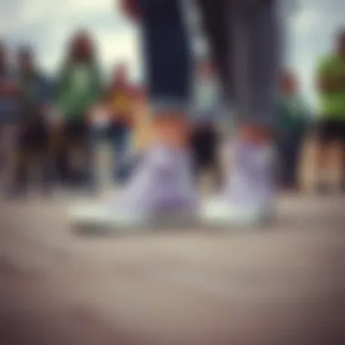 Community Identity and Color Choices Group of skaters wearing light purple Converse shoes