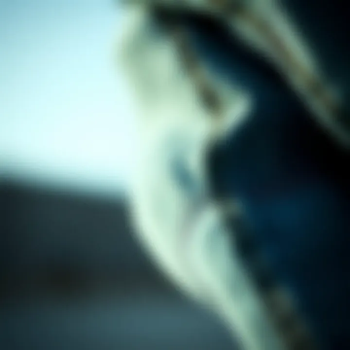 Close-up of the fabric texture and stitching details of skinny fit double knee Dickies.