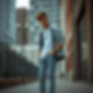 A stylish individual showcasing the versatility of skinny fit double knee Dickies in an urban setting.