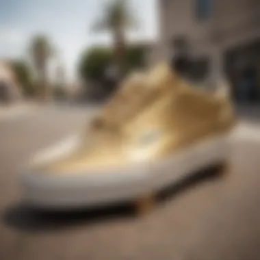 Eco-friendly practices in skateboarding gear with a focus on gold Vans.