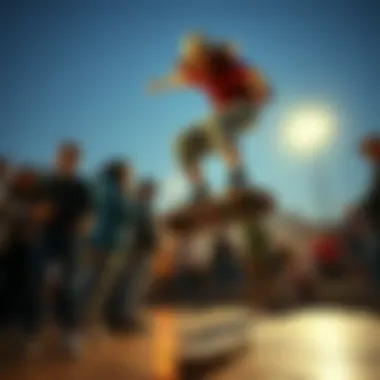 Engaging Skate Culture Community A vibrant community scene with enthusiasts engaged in Tech Deck tricks