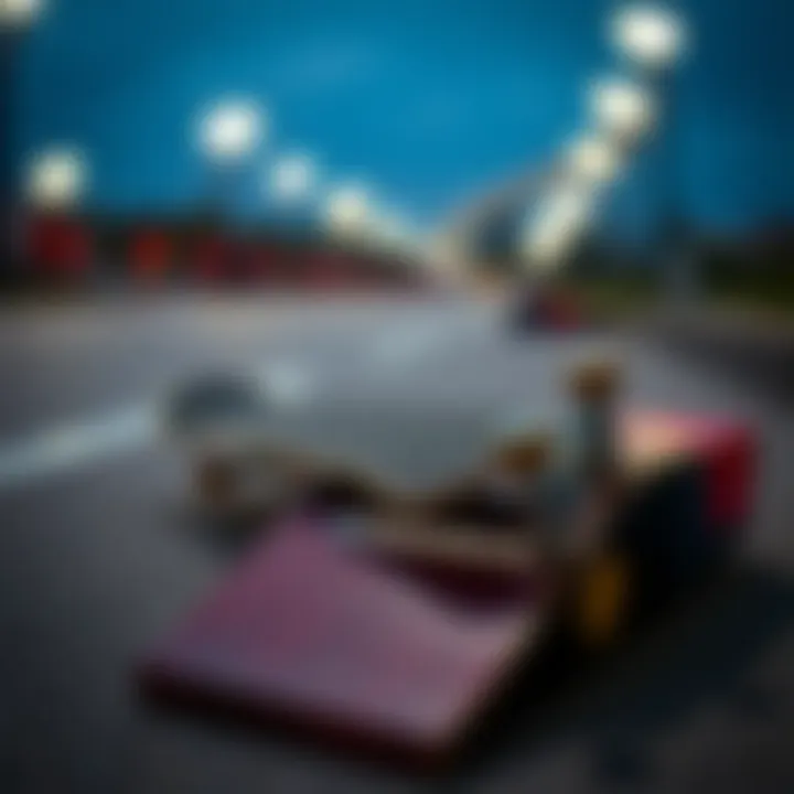 Tech Deck on a Miniature Ramp Close-up view of a Tech Deck on a miniature skateboard ramp