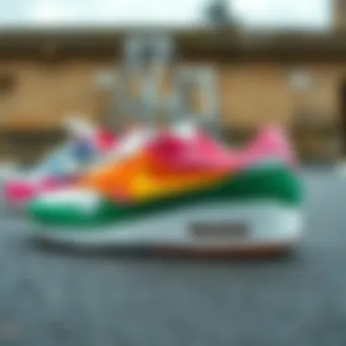 Evolution of Nike Air Max Design The evolution of Nike Air Max sneakers displayed in a timeline format, illustrating their design transformation over the years.