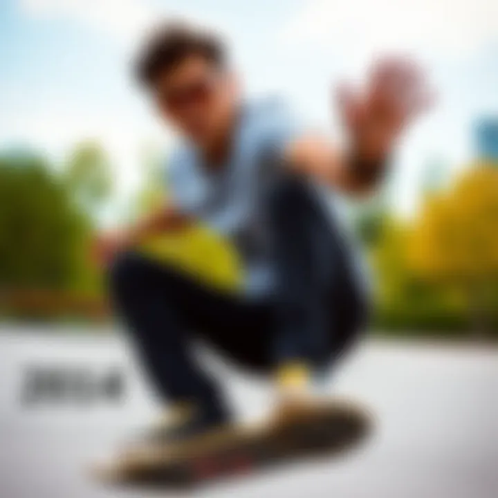 Skateboarding with Style: A Fashion Statement Skateboarder wearing black and orange Oakley sunglasses in action